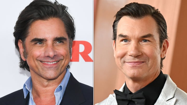 Actors John Stamos, left, and Jerry O'Connell had an unexpectedly rosy reunion at comedian Howie Mandel's 70th birthday gathering.