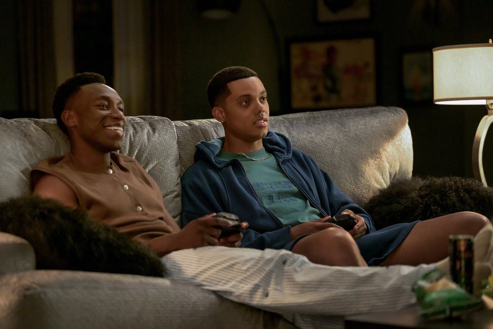 Olly Sholotan (left) and Jabari Banks in a scene from the fourth and final season of "Bel-Air."