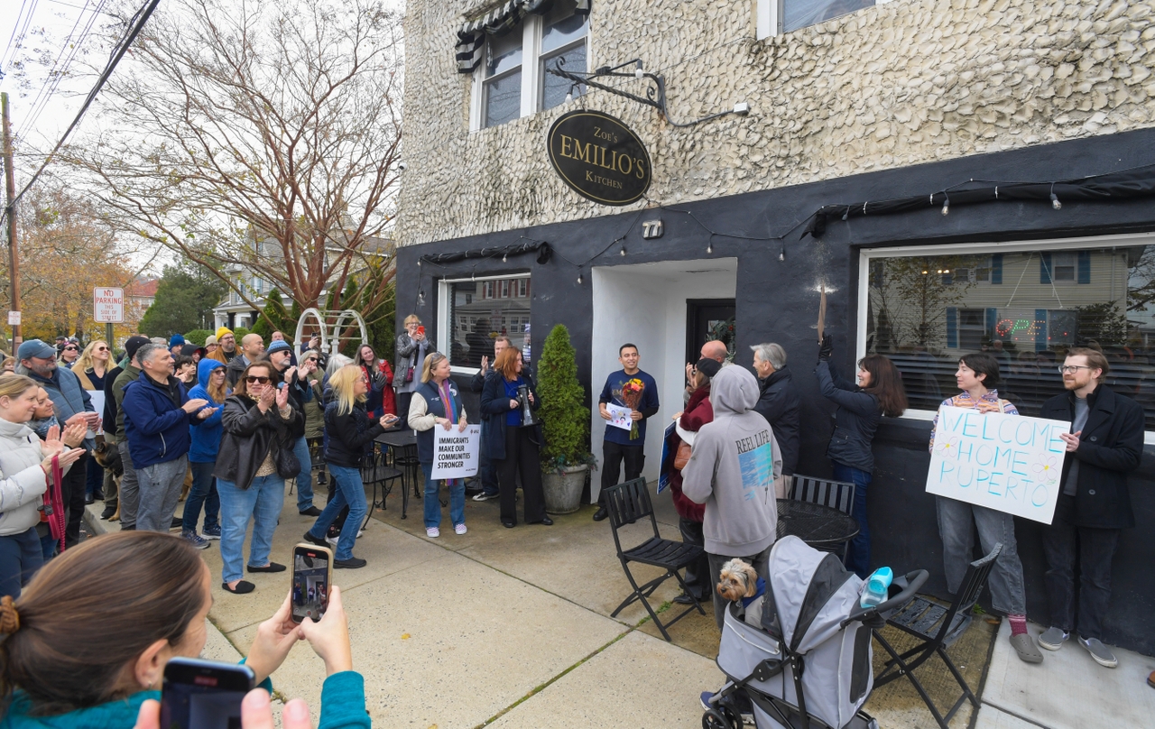 Community members welcomed Ruperto home on Nov. 22 in front of Emilio's Kitchen in Atlantic Highlands, New Jersey.