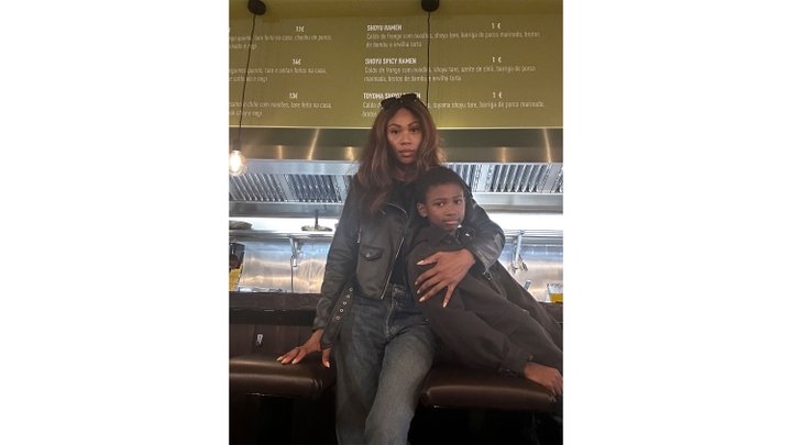 The author with her son in a Lisbon restaurant, October 2024 for a recognizance trip