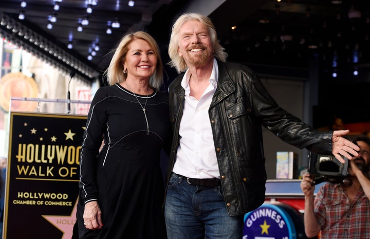 Joan and Richard Branson pictured in 2018 during a ceremony honoring the business magnate with a star on the Hollywood Walk of Fame.