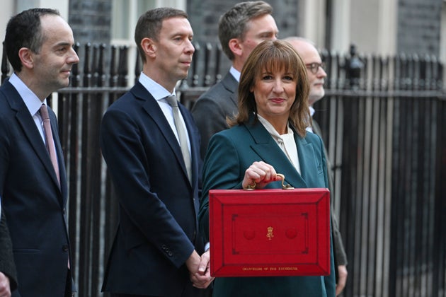 Rachel Reeves leaves 11 Downing Street with her Treasury ministers.