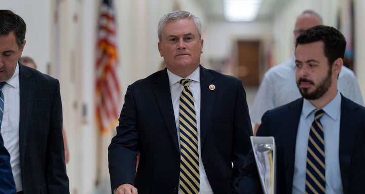 House Oversight Committee Chairman James Comer (R-Ky.) walks to talk to reporters about the investigation into Jeffrey Epstein and Ghislaine Maxwell on Capitol Hill on Sept. 19, 2025.