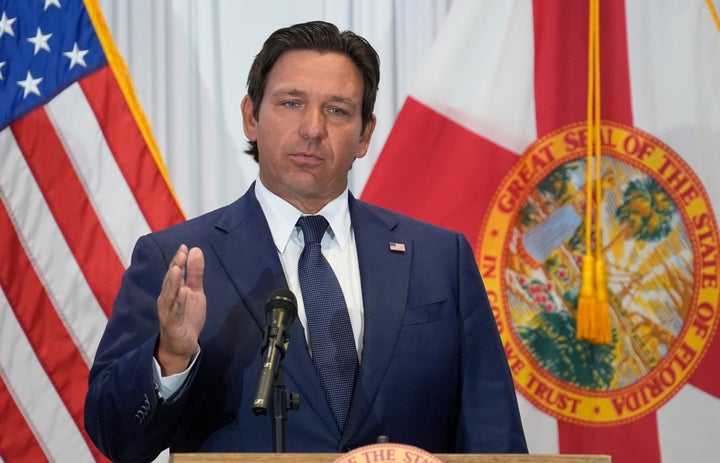 Florida Gov. Ron DeSantis speaks during a news conference Aug. 12 in Tampa, Fla.