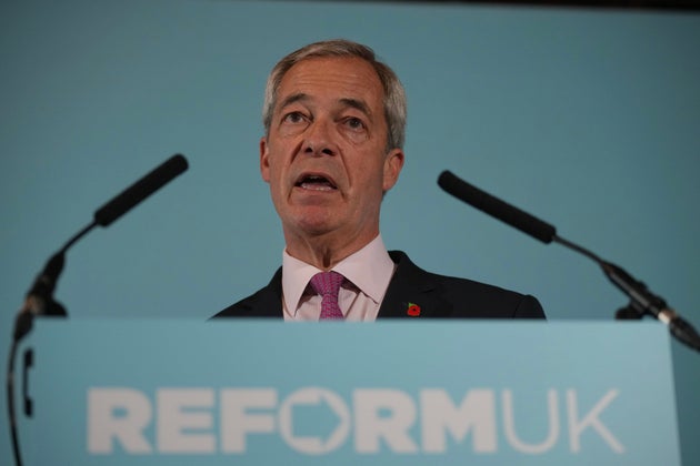 Britain's Reform UK leader Nigel Farage speaks during a news conference last month.