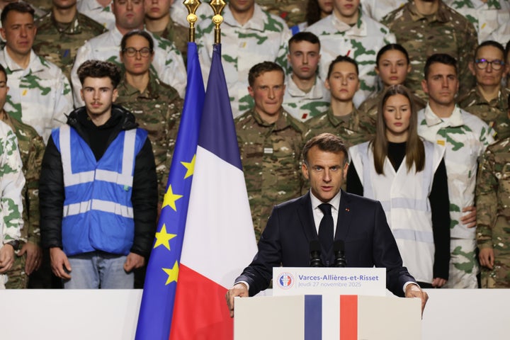 French President Emmanuel Macron announced thousands of volunteers aged 18 and 19 will start serving in the military next year as he unveiled a new program meant to bolster France's armed forces to address growing concerns over Russia's threat to European nations beyond the war in Ukraine. 