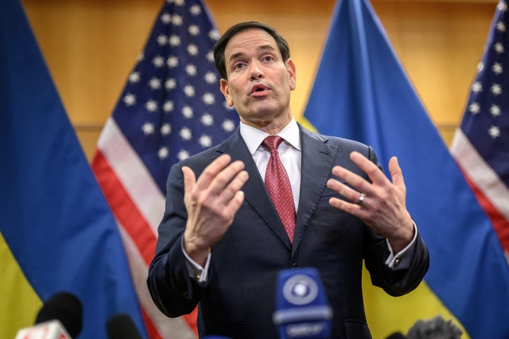 US Secretary of State Marco Rubio holds a press conference following a closed-door talks on a US plan to end the war in Ukraine at the US Mission in Geneva, on November 23, 2025. US Secretary of State Marco Rubio arrived in Geneva on November 23, 2025 morning for discussions on a US plan to end the Ukraine war, after Washington signalled room for negotiation on the controversial proposal. Ukrainian, European and Canadian officials were also gathering in the Swiss city. (Photo by Fabrice COFFRINI / AFP via Getty Images)