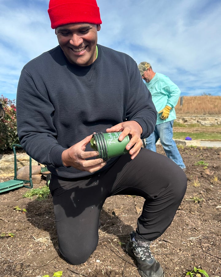 The author is doing something he loves right now in October: planting.