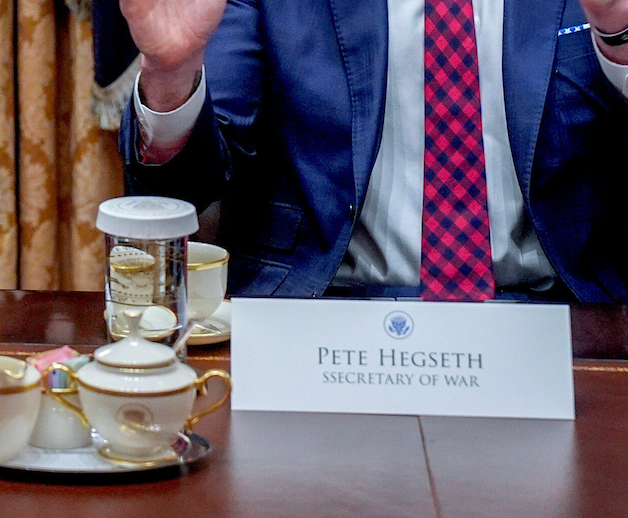 Pete Hegseth's sign in the White House refers to him as the 