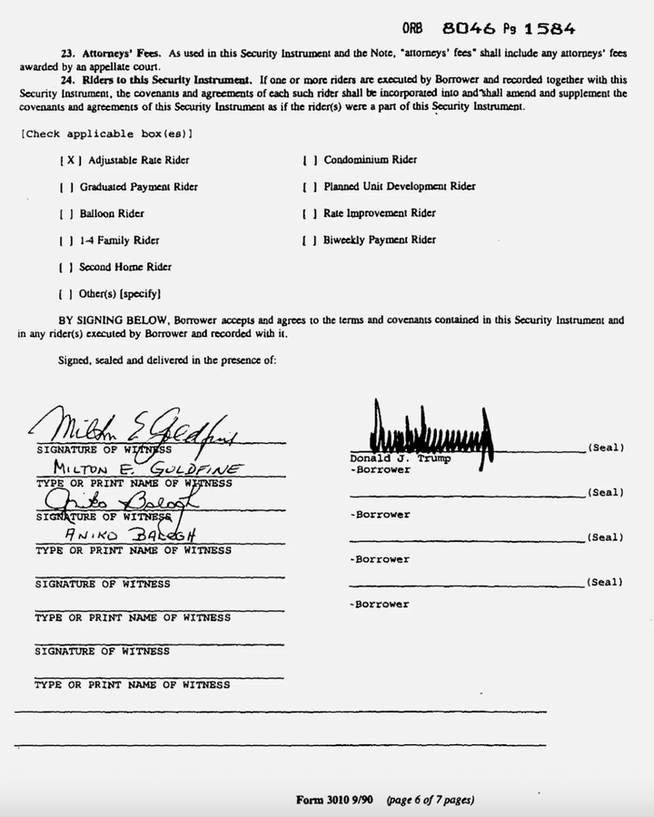 Trump’s Personal Mortgages Match His Description of Mortgage Fraud, Data Reveal 2 In 1993, Trump signed a mortgage for a “Bermuda style” home in Palm Beach, pledging that it would be his principal residence. Just seven weeks later, he got another mortgage for a seven-bedroom, marble-floored neighboring property and attested that it too would be his principal residence. Obtained by ProPublica