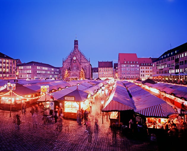 Nurnberg Christmas Market on the main market square. Nurnberg, Germany