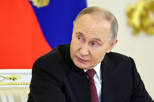 Russian President Vladimir Putin holds a meeting of the Presidential Council for Strategic Development and National Projects at the Kremlin in Moscow, Russia, Monday, Dec. 8, 2025.