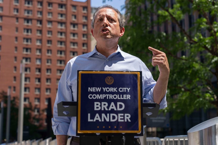 New York City Comptroller Brad Lander speaks during a press conference outside outside the Jacob K. Javits Federal Building, Wednesday, July 16, 2025, in New York. (AP Photo/Yuki Iwamura, File)