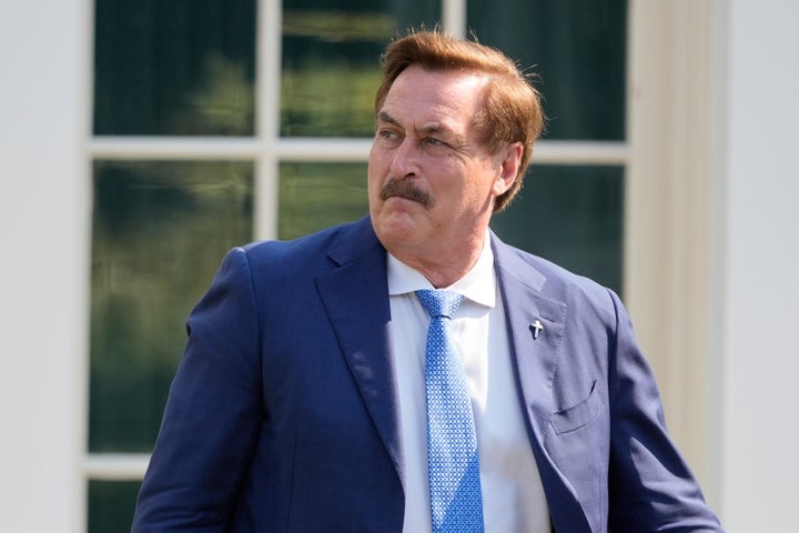 MyPillow CEO Mike Lindell exits the West Wing of the White House, Thursday, July 3, 2025, in Washington. (AP Photo/Mark Schiefelbein)