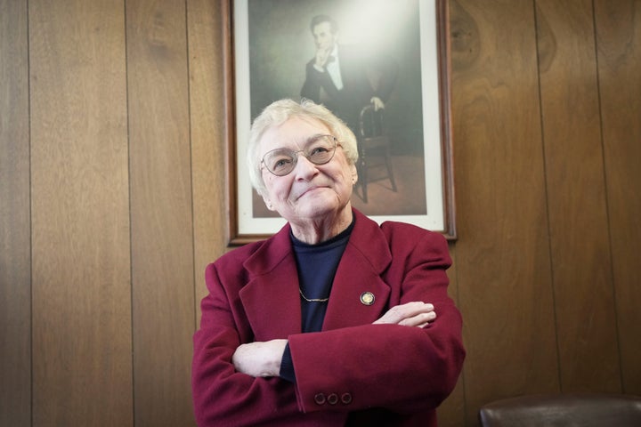 Indiana Sen. Sue Glick poses in her law office on Dec. 5 in LaGrange, Indiana.