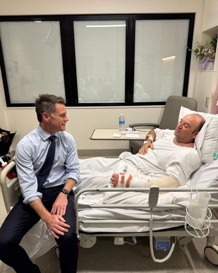 New South Wales Premier Chris Minns visits 43-year-old Ahmed al-Ahmed at St. George Hospital in Sydney, Australia, on Dec. 15, 2025. Al-Ahmed has been hailed as a global hero after tackling one of the gunmen opening fire on a Hanukkah event at Bondi Beach.