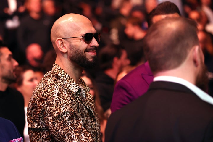 Influencer Andrew Tate, pictured here at a UFC event in Las Vegas, is a leading figure in the manosphere, a collection of online spaces focused on men's issues and masculinity.