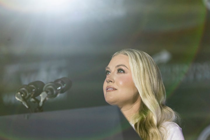 Erika Kirk speaks at the Pavilion at Ole Miss on the campus of the University of Mississippi on Oct. 29.