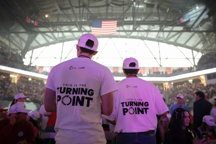 Men attend a Turning Point USA event at the University of Mississippi in October.