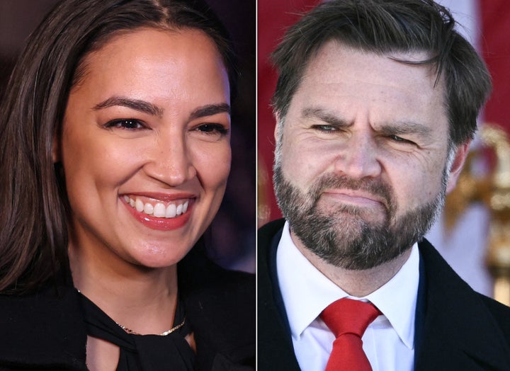 Rep. Alexandria Ocasio Cortez and Vice President JD Vance.