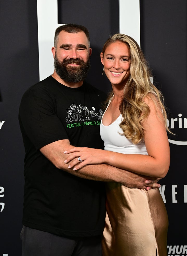 Kylie Kelce Weighs In on the Botox and Filler Debate and Boy, We Weren't Expecting to Cry 2 Kylie pictured with her husband, former NFL player Jason Kelce.