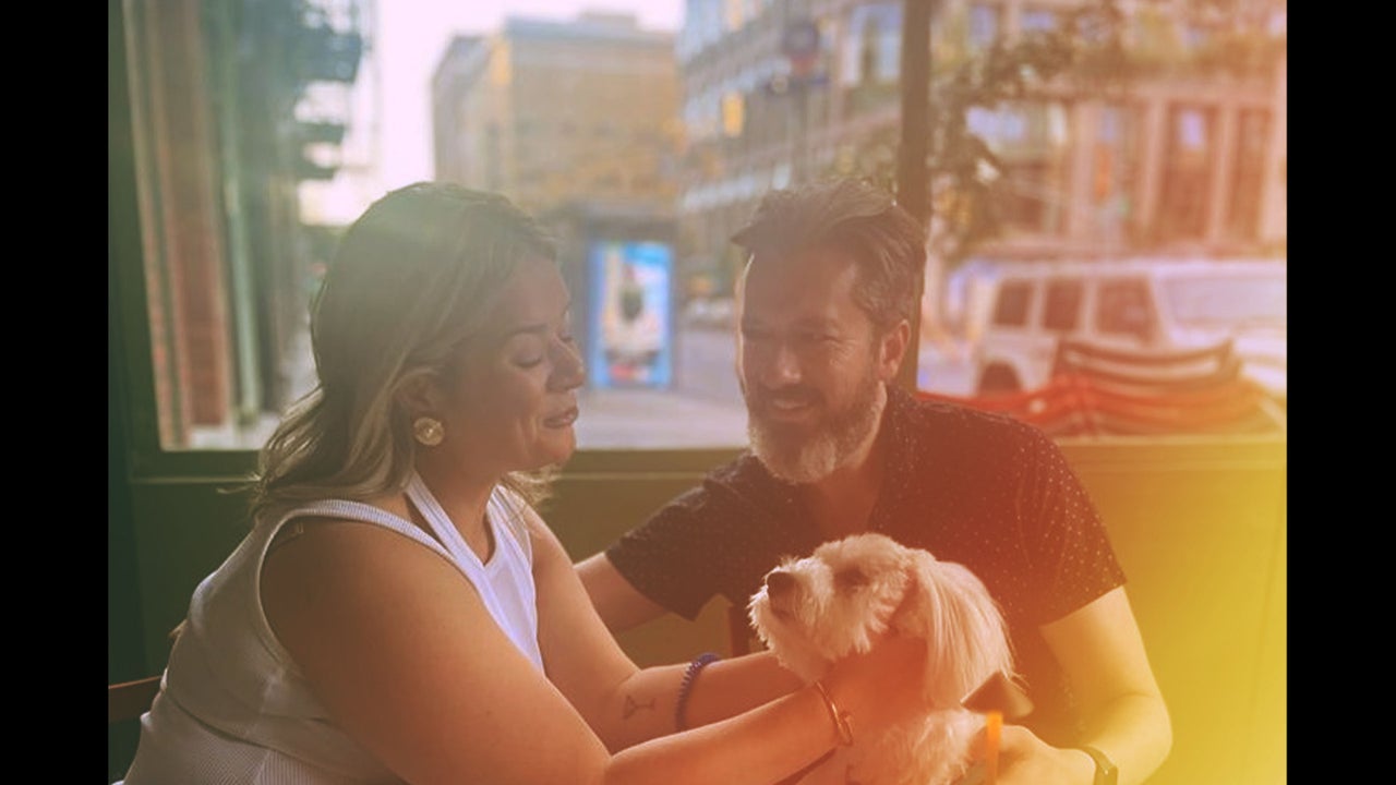 Graeme Demianyk and his wife, Louise, and their dog, Marple, days after receiving his cancer diagnosis. 
