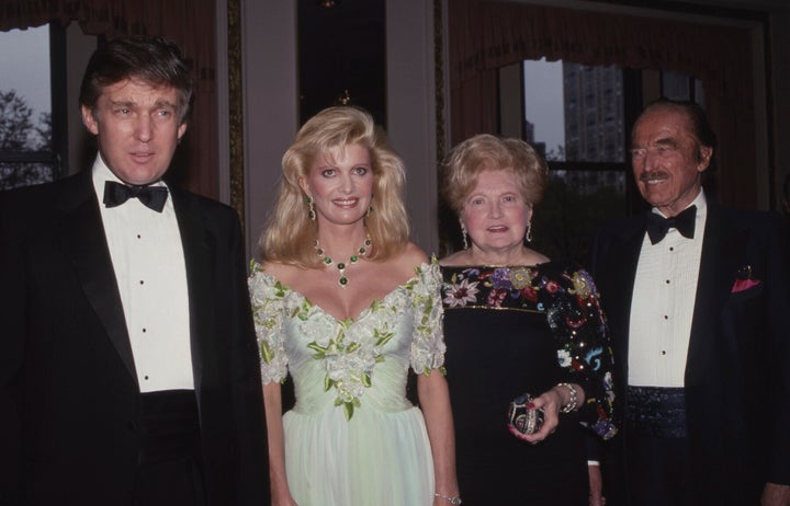 Donald Trump, his first wife Ivana Trump, his mother Mary Trump and father Fred Trump at the Plaza Hotel in New York City in 1987. 