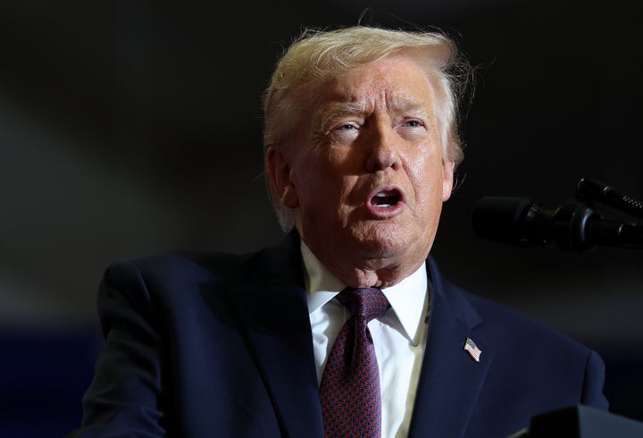 U.S. President Donald Trump delivers remarks during a rally at the Rocky Mount Event Center on December 19, 2025 in Rocky Mount, North Carolina. (Photo by Tasos Katopodis/Getty Images)