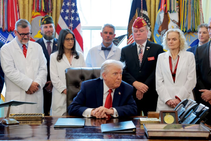 President Donald Trump pictured after signing an executive order reclassifying marijuana as a schedule III drug on December 18, 2025.