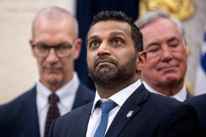 Kash Patel, director of the Federal Bureau of Investigation (FBI), during a bill signing ceremony in the Oval Office of the White House in Washington, DC, US, on Friday, Dec. 12, 2025. The bill honors the members of the 1980 US Winter Olympics hockey team with Congressional Gold Medals to recognize the 45th anniversary of their gold medal victory. Photographer: Francis Chung/Politico/Bloomberg via Getty Images