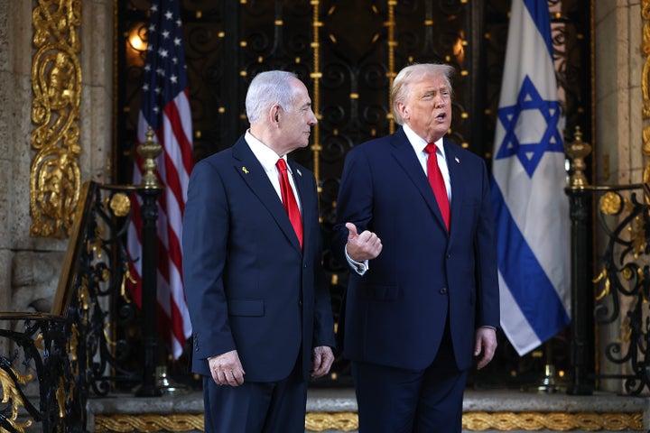 President Donald Trump, right, was caught complaining about being snubbed by the Nobel Peace Prize committee while meeting with Israeli Prime Minister Benjamin Netanyahu at his Mar-a-Lago club on Dec. 29, 2025, pictured together here.