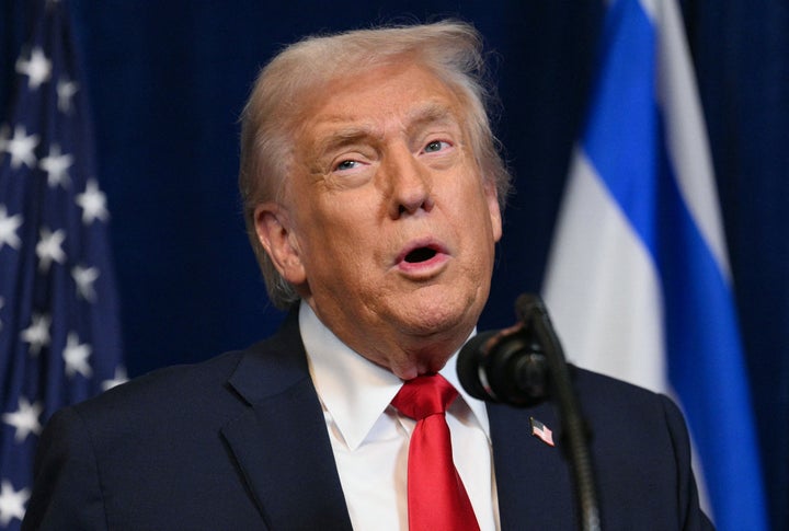 Rove wrote that the "public is tiring" of Trump's "hyperbole and insatiable desire for retribution." The president is pictured during a Mar-a-Lago press conference on Monday, here.