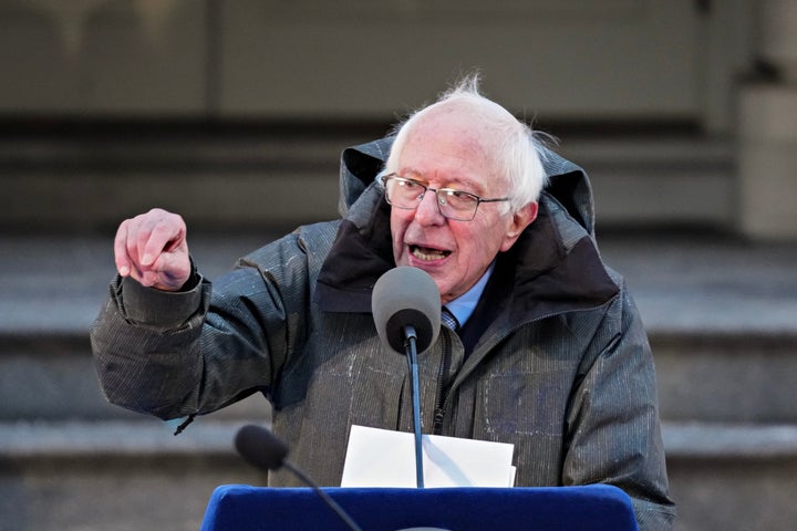 Senator Bernie Sanders, an Independent from Vermont, speaks during an inauguration ceremony for New York Mayor Zohran Mamdani at City Hall in New York, US, on Thursday, Jan. 1, 2026. A 34-year-old democratic socialist born in Uganda, Mamdani becomes the citys first mayor of South Asian descent, its first Muslim mayor and the youngest leader of the metropolis of nearly 8.5 million people in more than a century. Photographer: Adam Gray/Bloomberg via Getty Images