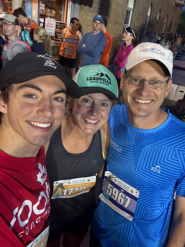 In September 2025, the author ran a half marathon with her son and her husband, Chris.