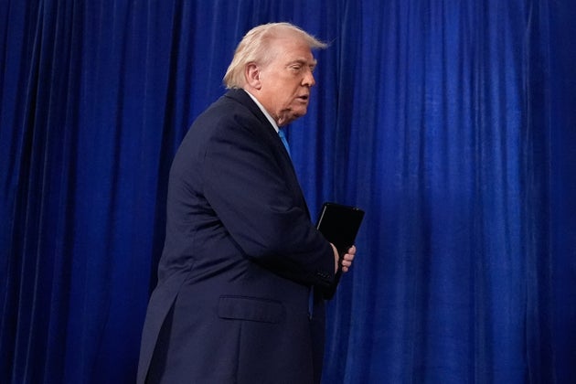 President Donald Trump arrives to speak at his Mar-a-Lago club, Saturday, Jan. 3, 2026, in Palm Beach, Fla.