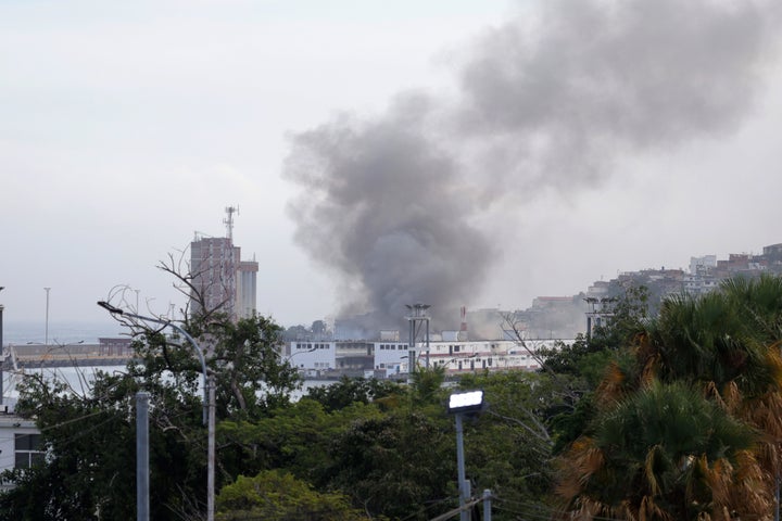 Smoke rises from Port of La Guaira after explosions and low-flying aircraft were heard on Jan. 3, 2026 in La Guaira, Venezuela. According to some reports, explosions were heard in Caracas and other cities near airports and military bases around 2 a.m. U.S. President Donald Trump later announced that his country's military had launched a "large-scale" attack on Venezuela and captured its President Nicolas Maduro and his wife.