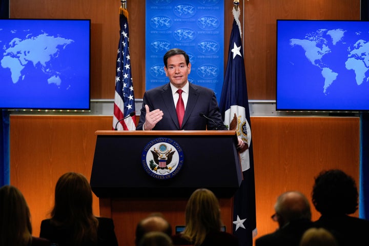 Secretary of State Marco Rubio speaks during a news conference at the State Department, Friday, Dec. 19, 2025, in Washington. (AP Photo/Julia Demaree Nikhinson)