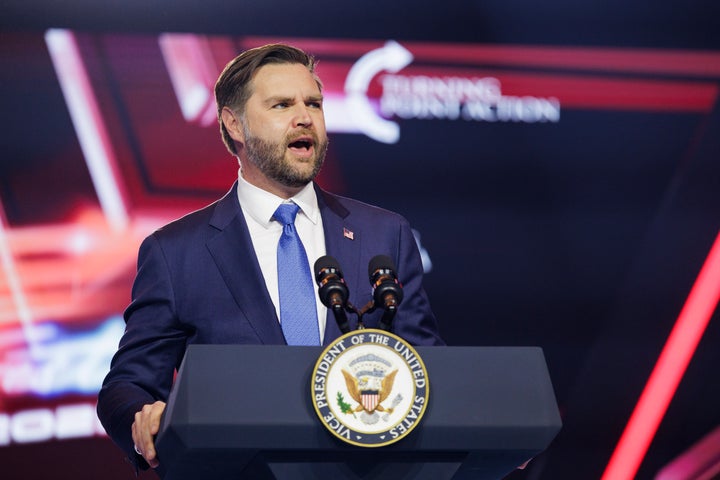 Vice President JD Vance speaks at Turning Point USA's AmericaFest on Dec. 21, 2025.
