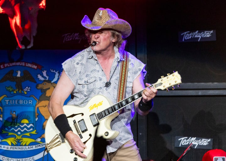 Ted Nugent, here during an August 2025 concert in Michigan, ranted against a list of anti-Trump musical artists during a New Year's Day TV spot on right-wing cable channel Real America's Voice.