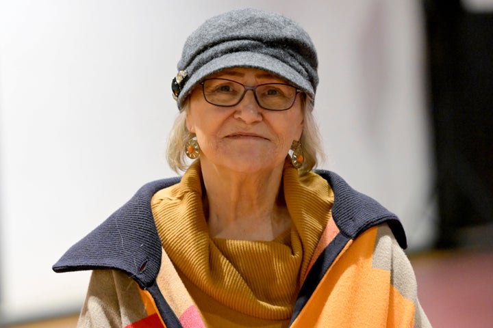 Pam "MAGA Granny" Hemphill, who served a federal prison sentence for her role in the riot on Jan. 6, 2021, is seen at a rally in 2024. She spoke at a House hearing Tuesday to mark five years since the attack on the Capitol.