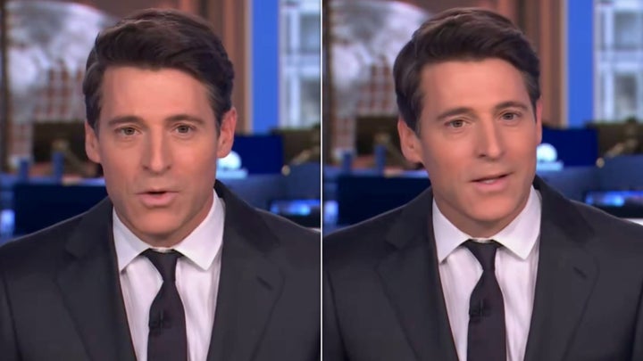 Tony Dokoupil having an awkward moment during his debut on “CBS Evening News.”