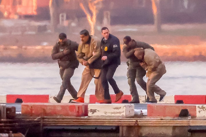 Ousted Venezuelan President Nicolas Maduro arrives at the Wall Street heliport ahead of his appearance in federal court in New York, Monday, Jan. 5, 2026.