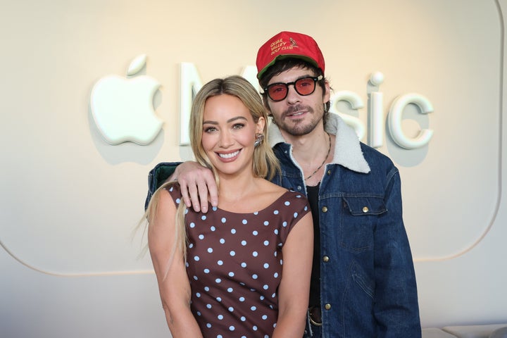 Hilary Duff and Matthew Koma at Apple Music Studios on December 4, 2025 in Los Angeles.