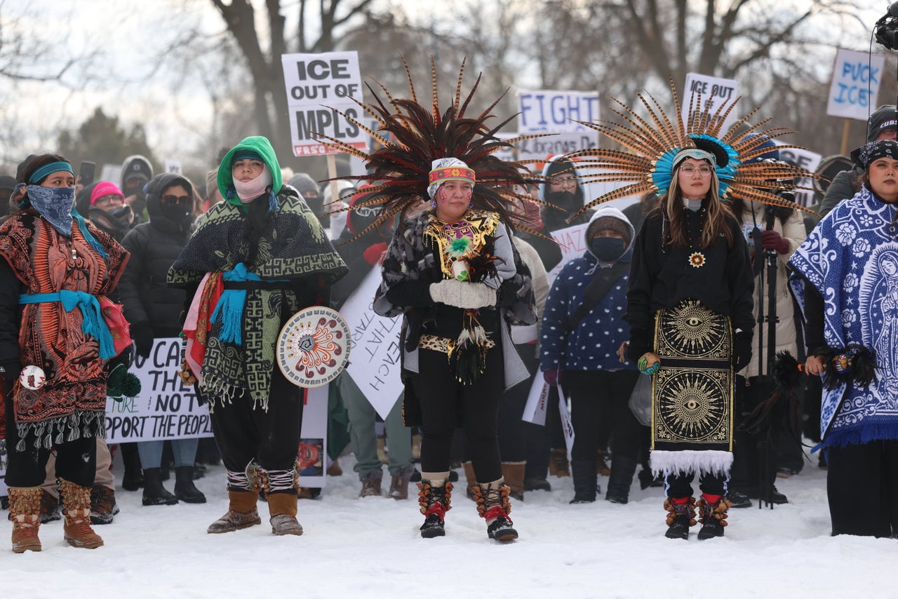Native Americans protest the fatal shooting of Renee Nicole Good in Minneapolis, Minnesota on Jan. 10, 2026.