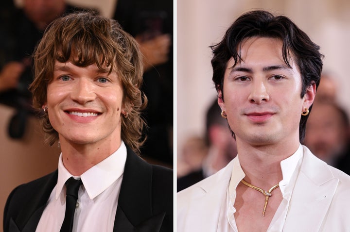 Connor Storrie and Hudson Williams at the 2026 Golden Globes