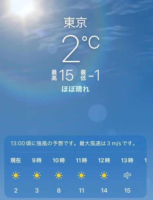 朝は「2度」を示していた