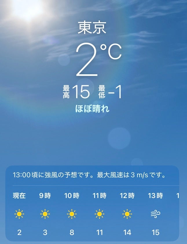 朝は「2度」を示していた