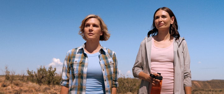 Rhea Seehorn and Karolina Wydra star in "Pluribus."