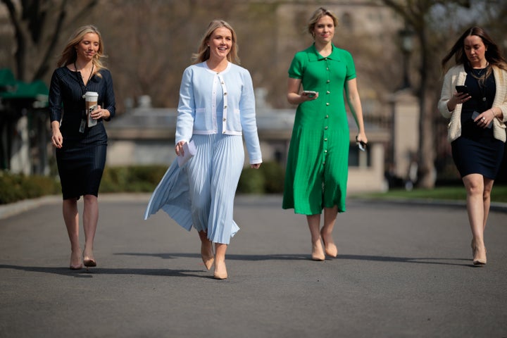 Pointed-toe nude heels seem to be the official uniform for the Trump administration's media team.