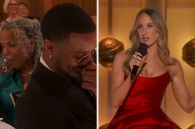 Michael B Jordan – and his mum – respond to Nikki Glaser's joke during Sunday's Golden Globes